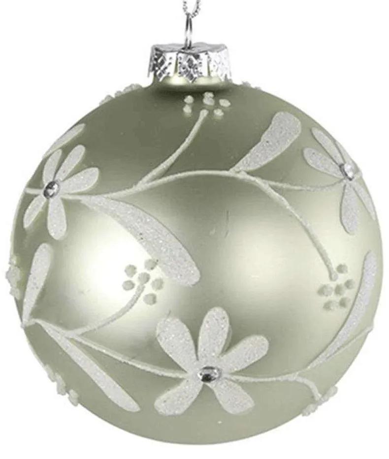Χριστουγεννιάτικη Μπάλα Με Φύλλα 013.784428 Φ10cm Champagne-White