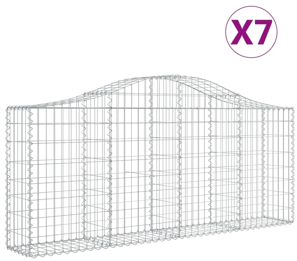 vidaXL Συρματοκιβώτια Τοξωτά 7 τεμ. 200x30x80/100 εκ. Γαλβαν. Ατσάλι