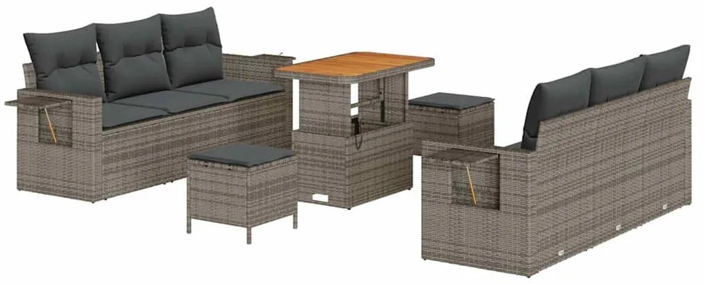 vidaXL Σετ Καναπέ Κήπου 9 pcs Γκρι συνθετικό ρατάν