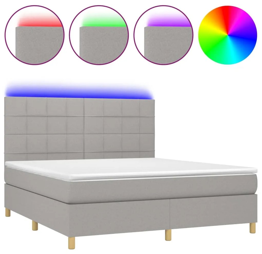 ΚΡΕΒΑΤΙ BOXSPRING ΜΕ ΣΤΡΩΜΑ &amp; LED ΑΝ.ΓΚΡΙ 160X200ΕΚ. ΥΦΑΣΜΑΤΙΝΟ 3135445