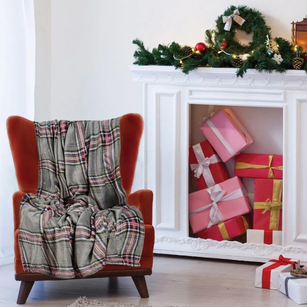 Κουβέρτα Καναπέ 1362 Fleece Grey-Red Das Home 130X170 130x170cm Πολυέστερ