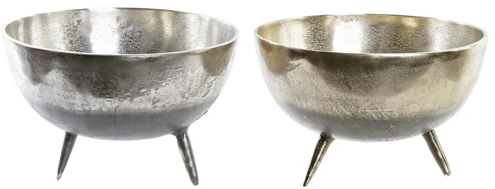Κεντρικό Τραπεζιού DKD Home Decor Χρυσό Ασημί Αλουμίνιο 31 x 31 x 19,5 cm (x2)