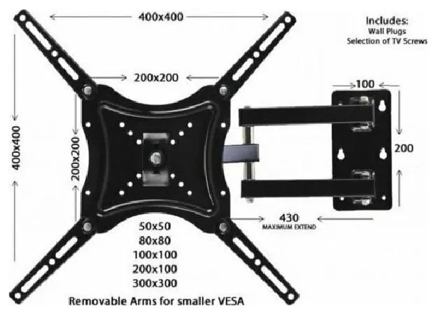 Universal Βάση τηλεόρασης τοίχου 14&quot;-55&quot; έως 50kg HDL-117B-2 - Universal plasma wall mount