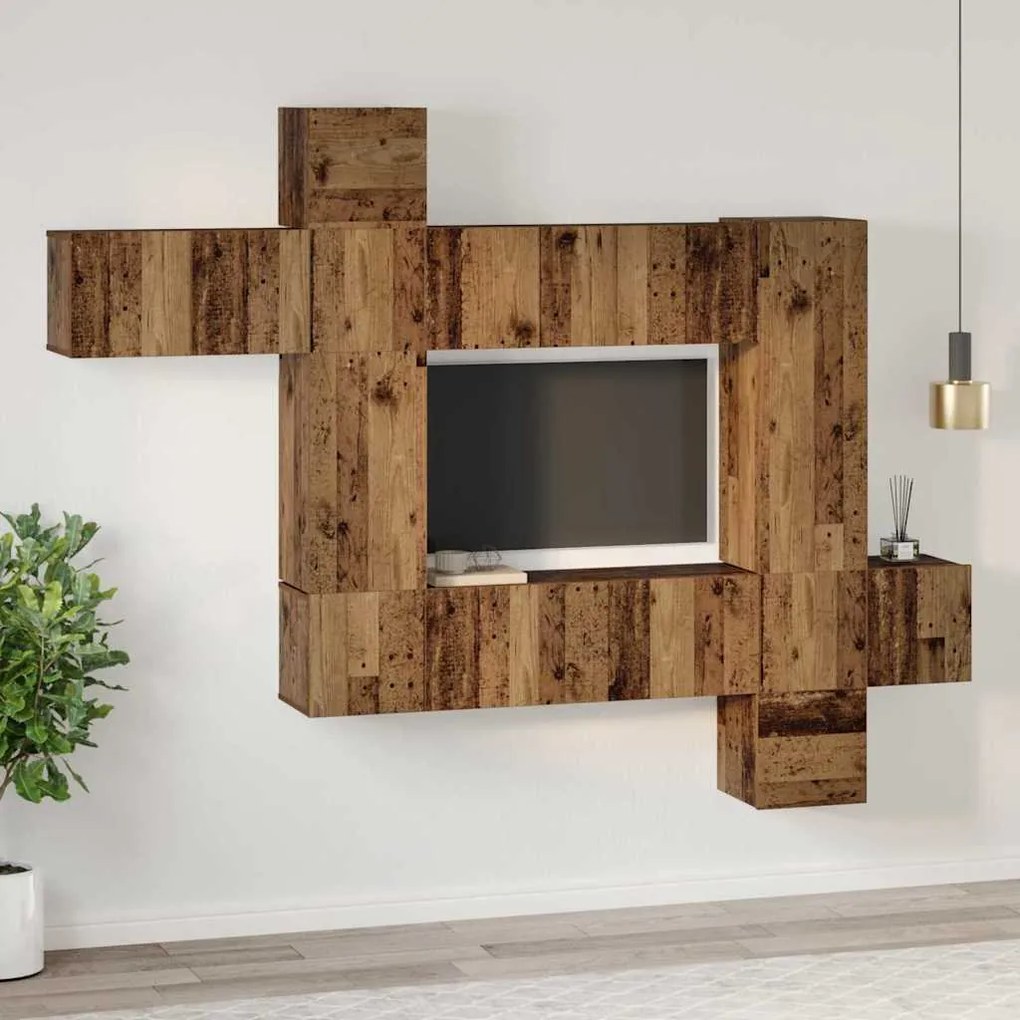 vidaXL Σετ επίπλου τηλεόρασης 10 pcs Παλαιό ξύλο 30.5 x 30 x 90 cm