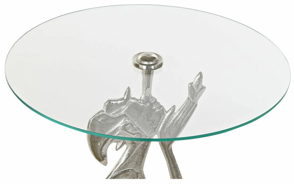 Βοηθητικό Τραπέζι DKD Home Decor Διαφανές Αλουμίνιο Κρυστάλλινο Ασημί (46 x 46 x 72 cm)
