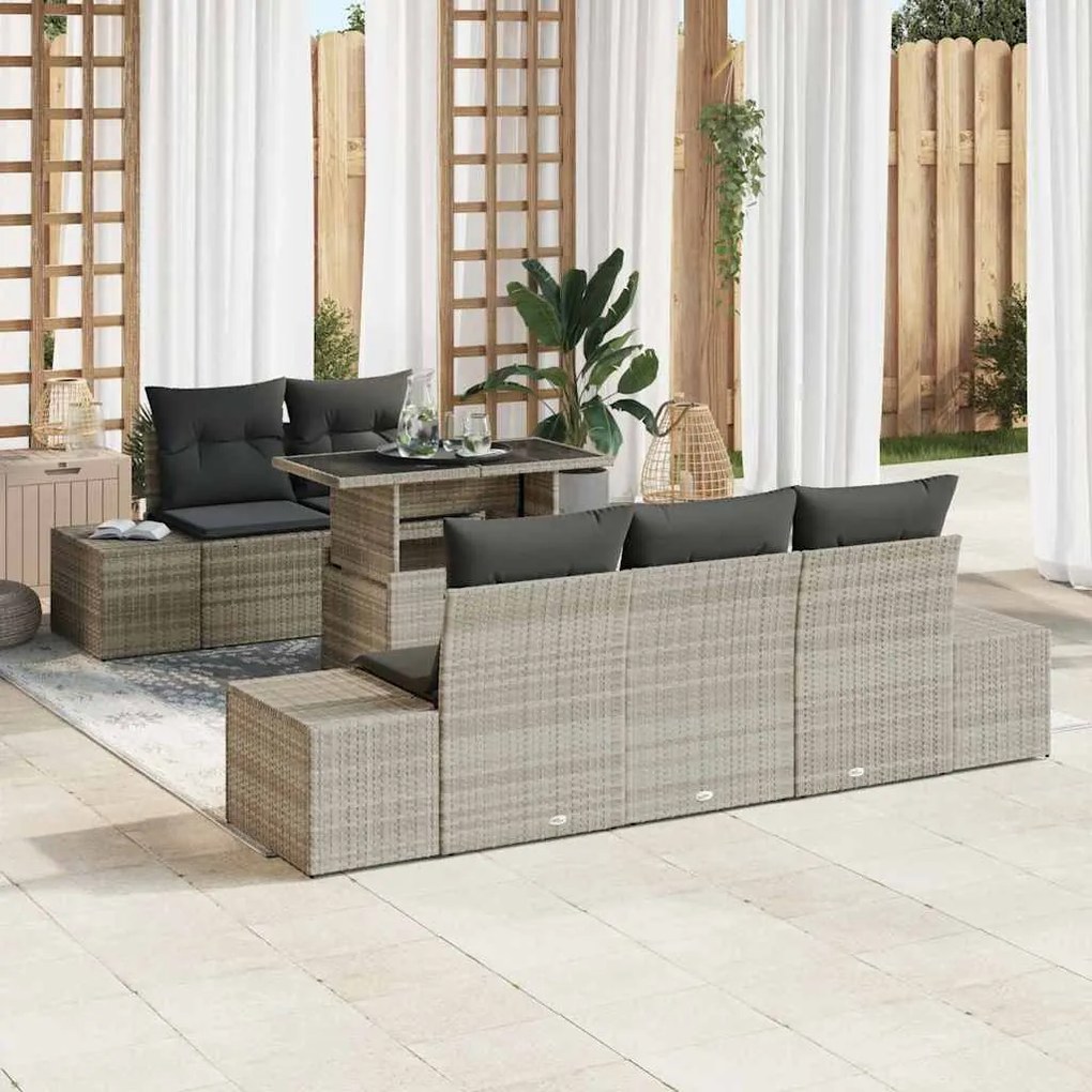 vidaXL Σετ Καναπέ Κήπου 6 pcs Ανοιχτό γκρι 100 x 55 x 73 εκ