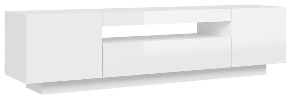 Έπιπλο Τηλεόρασης με LED Γυαλιστερό Άσπρο 160x35x40 εκ. - Λευκό