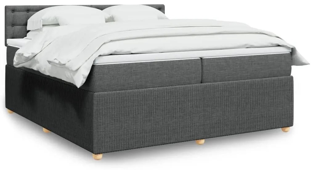 ΚΡΕΒΑΤΙ BOXSPRING ΜΕ ΣΤΡΩΜΑ ΣΚΟΥΡΟ ΓΚΡΙ 200X200 ΕΚ. ΥΦΑΣΜΑΤΙΝΟ 3289878