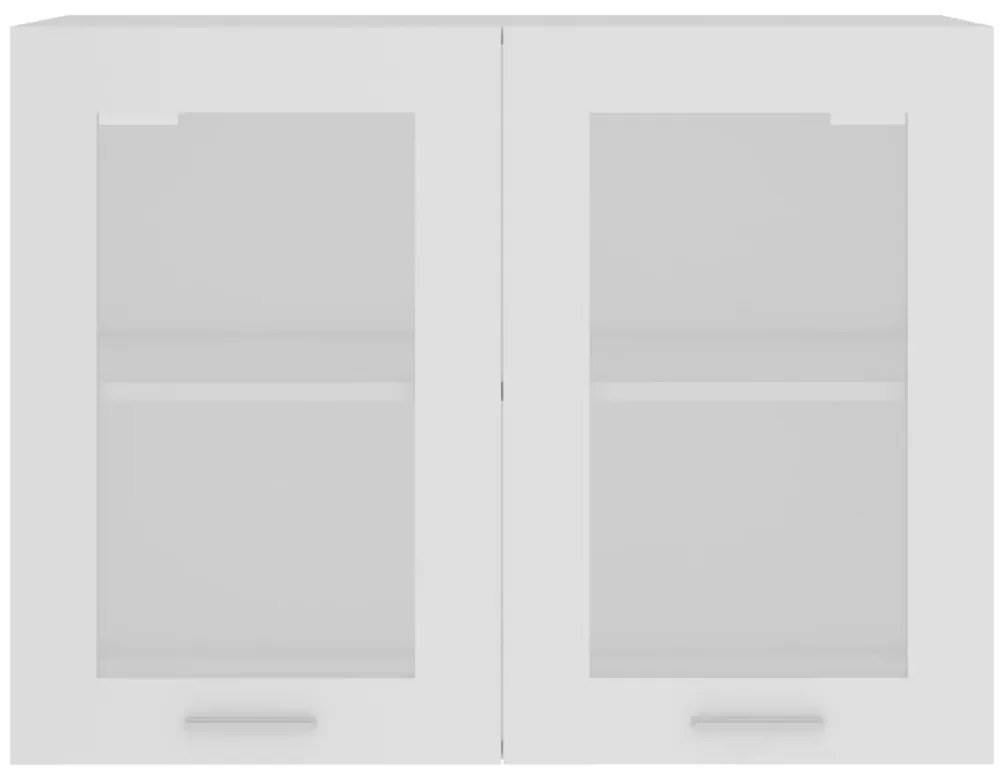 Ντουλάπι Κρεμαστό με Τζάμι Λευκό 80x31x60 εκ. από Επεξ. Ξύλο - Λευκό
