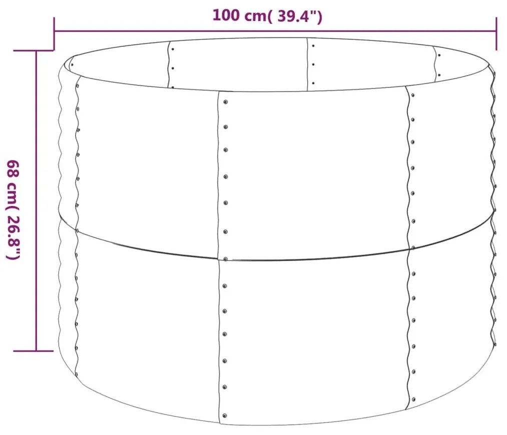 Ζαρντινιέρα Γκρι 100x100x68 εκ. Ατσάλι με Ηλεκτρ. Βαφή Πούδρας - Γκρι