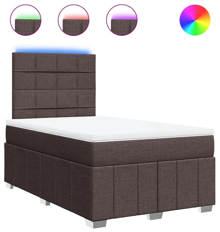 Κρεβάτι Boxspring με Στρώμα Σκούρο Καφέ 120x190 εκ Υφασμάτινο 3293910