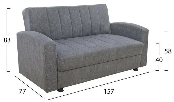 Καναπές - Κρεβάτι Dimos 2θέσιος Ύφασμα Γκρί 157x77x83Υ εκ. 157x77x83 εκ.