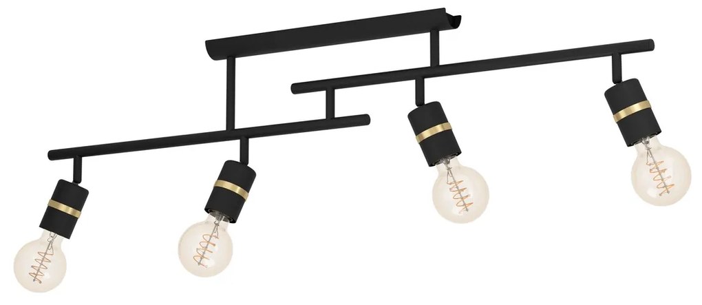 Φωτιστικό Οροφής Eglo 900176 LURONE Μαύρο Ματ (Black Mat)|Μπρούτζινο (φυσικό) (Brass natural)