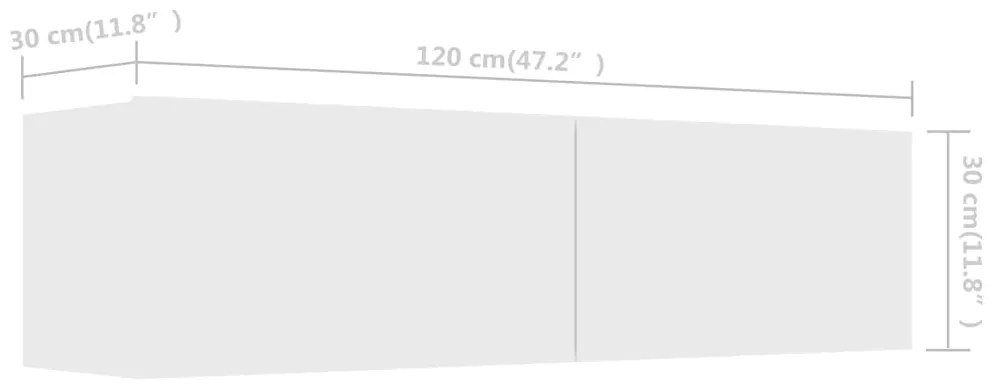 Έπιπλο Τηλεόρασης Λευκό 120 x 30 x 30 εκ. από από Επεξ. Ξύλο - Λευκό