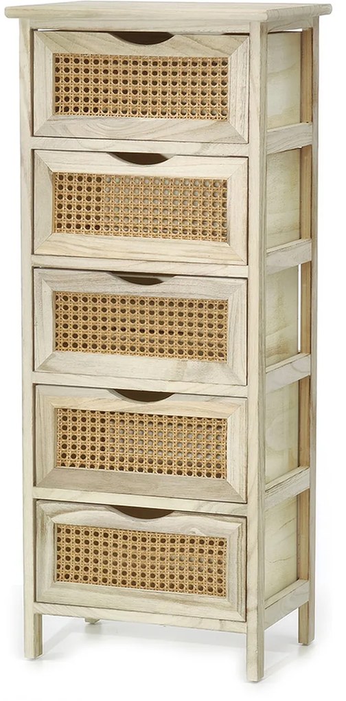 Συρταριέρα ξύλινη/πλεκτή 36.5x26.5x89cm 5Τμχ-06512629