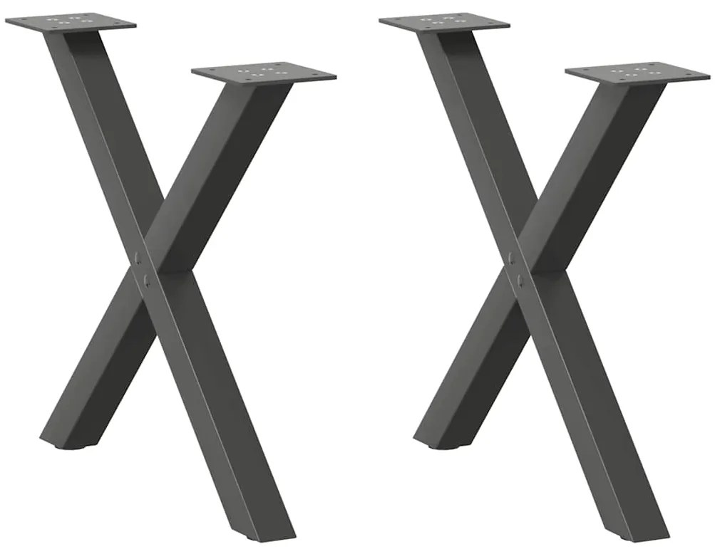 vidaXL Πόδια τραπεζιού σαλονιού σε σχήμα Χ 2 τεμάχια Ανθρακί