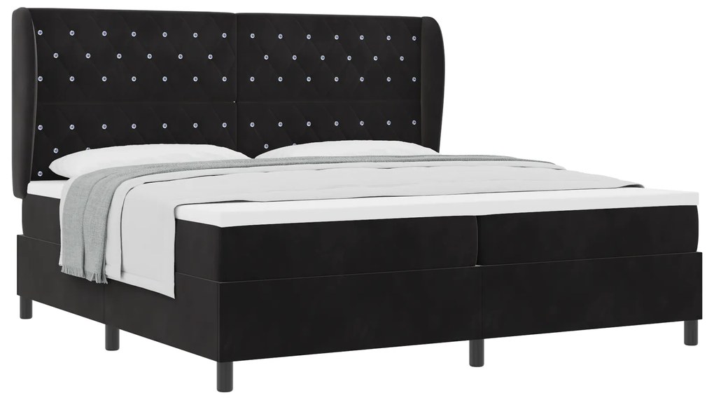 vidaXL Κρεβάτι Box Spring με Στρώμα Μαύρο 200x200 εκ. Βελούδο