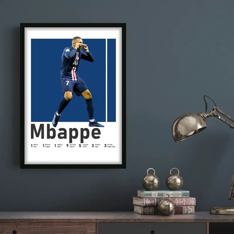 Πόστερ &amp; Κάδρο Mbappe SC067 22x31cm Μαύρο Ξύλινο Κάδρο (με πόστερ)