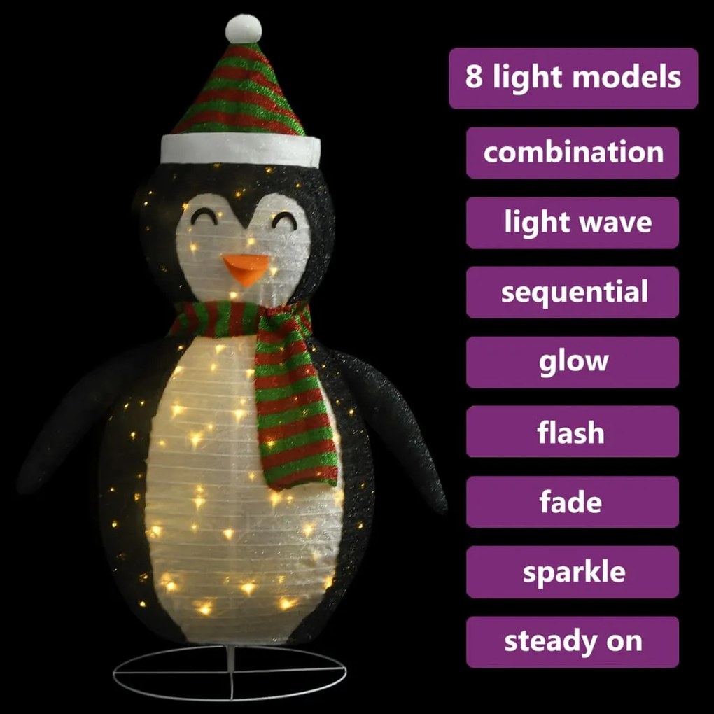 vidaXL Πιγκουίνος Χριστουγεννιάτικη Φιγούρα LED 120 εκ. Πολυτελές Ύφασμα