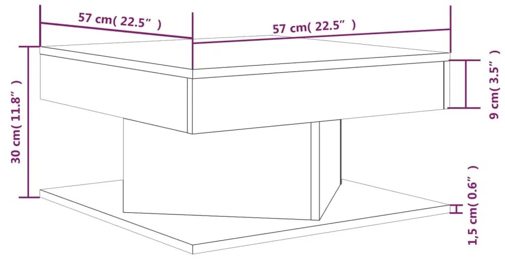 Τραπεζάκι Σαλονιού Καφέ Δρυς 57x57x30 εκ. Επεξεργασμένο Ξύλο - Καφέ