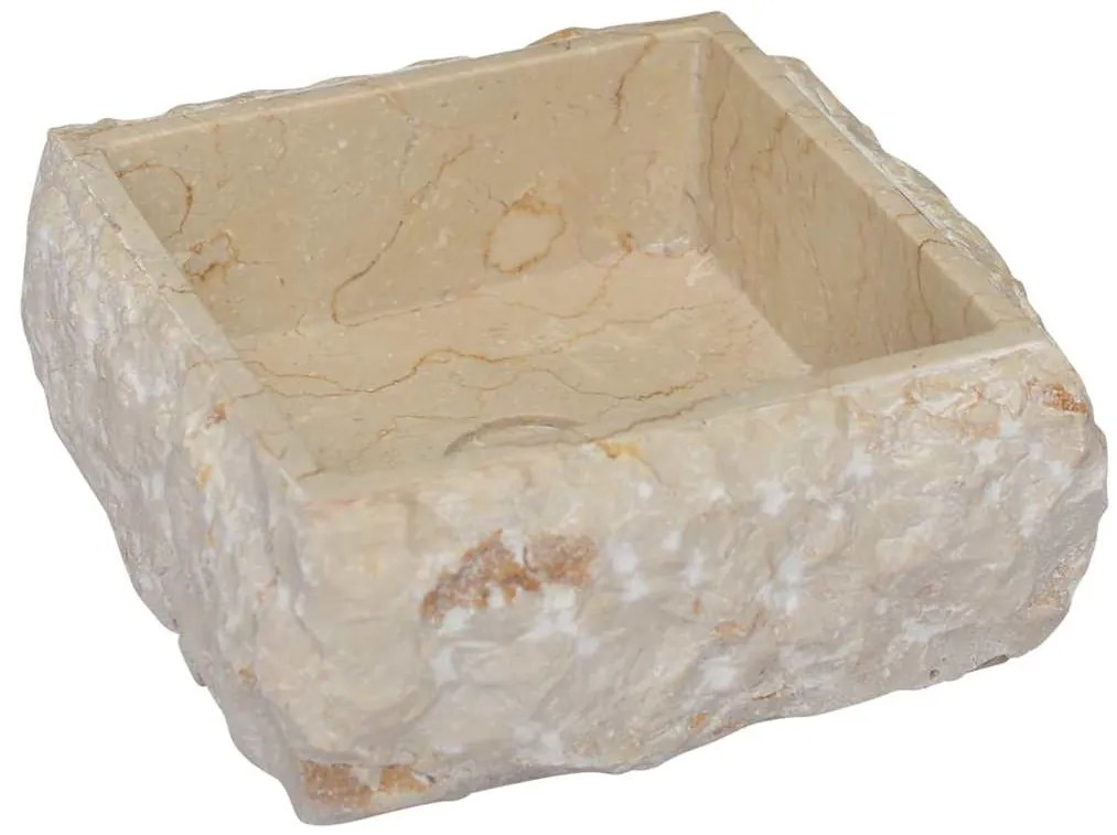 vidaXL Νιπτήρας Κρεμ 30 x 30 x 13 εκ. Μαρμάρινος