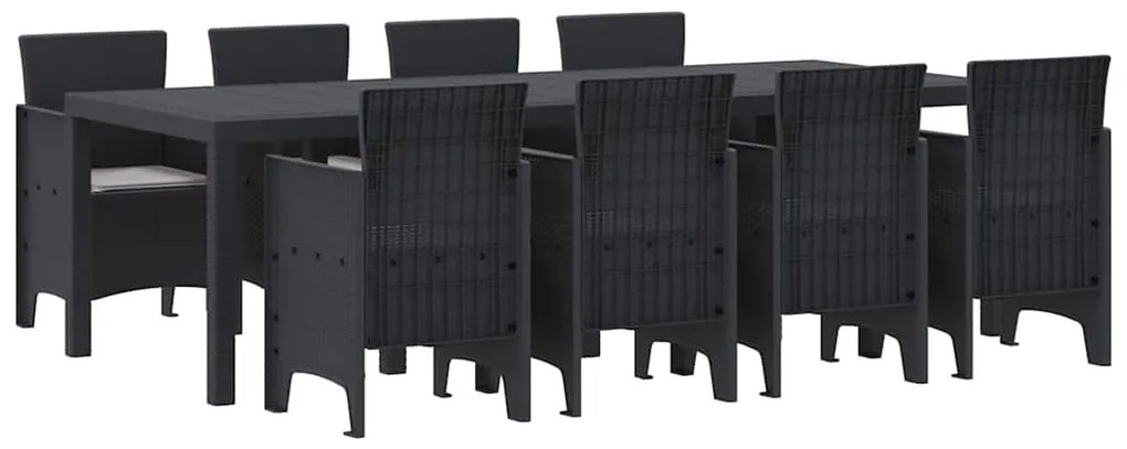 vidaXL Σέτ φαγητού για κήπο 9 pcs Ανθρακί Rattan Polt