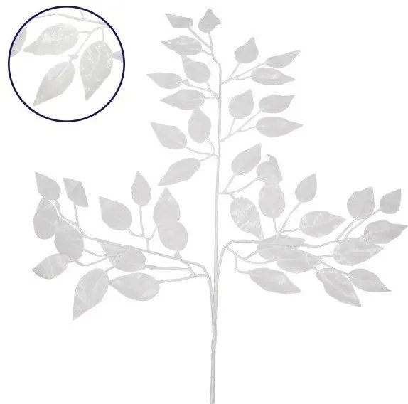 Τεχνητό Φυτό Διακοσμητικό Κλαδί M21cm x Υ27cm με 3 X Λευκά Κλαδιά και Φύλλωμα Φύκος Globostar-9055-Λευκό 09055
