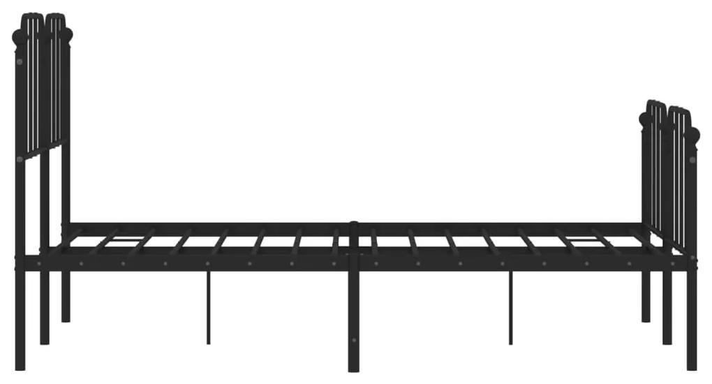 vidaXL Πλαίσιο Κρεβατιού με Κεφαλάρι/Ποδαρικό Μαύρο 120x190εκ. Μέταλλο