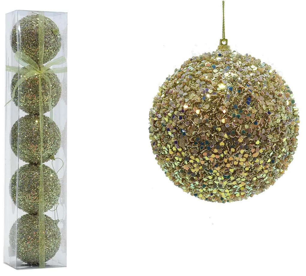 Μπάλα Με Glitter Χρυσό Φ10cm Σετ 5Τμχ