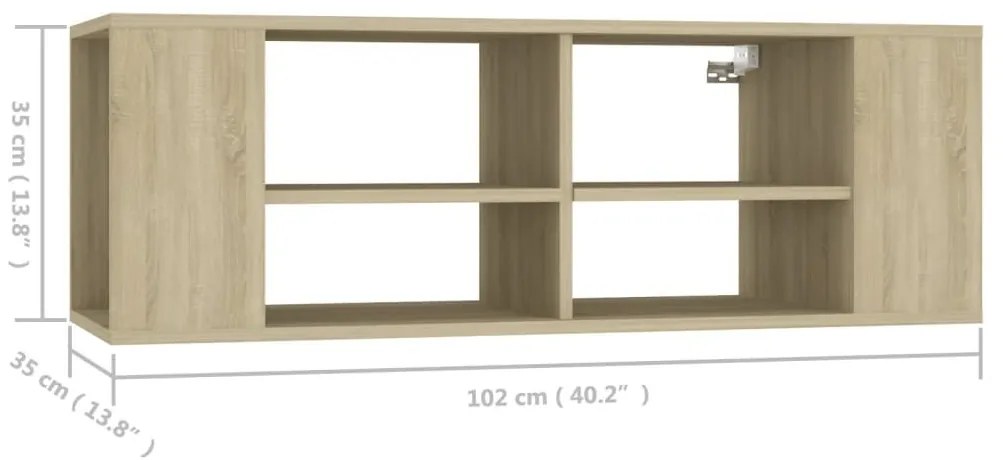 Έπιπλο Τηλεόρασης Κρεμαστό Sonoma Δρυς 102x35x35 εκ Μοριοσανίδα - Καφέ