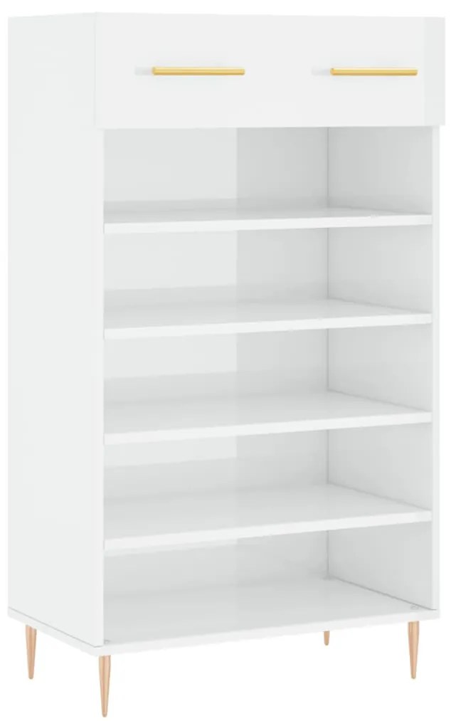 vidaXL Παπουτσοθήκη Γυαλιστερό Λευκό 60x35x105 εκ. Επεξεργασμένο Ξύλο