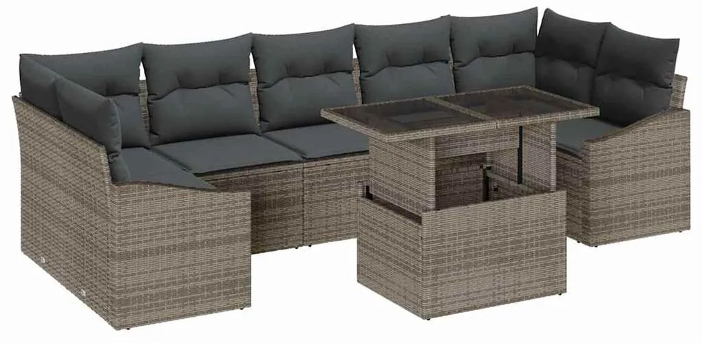 vidaXL Σετ Καναπέ Κήπου με μαξιλάρι 8 pcs Γκρι 100 x 55 x 73 εκ