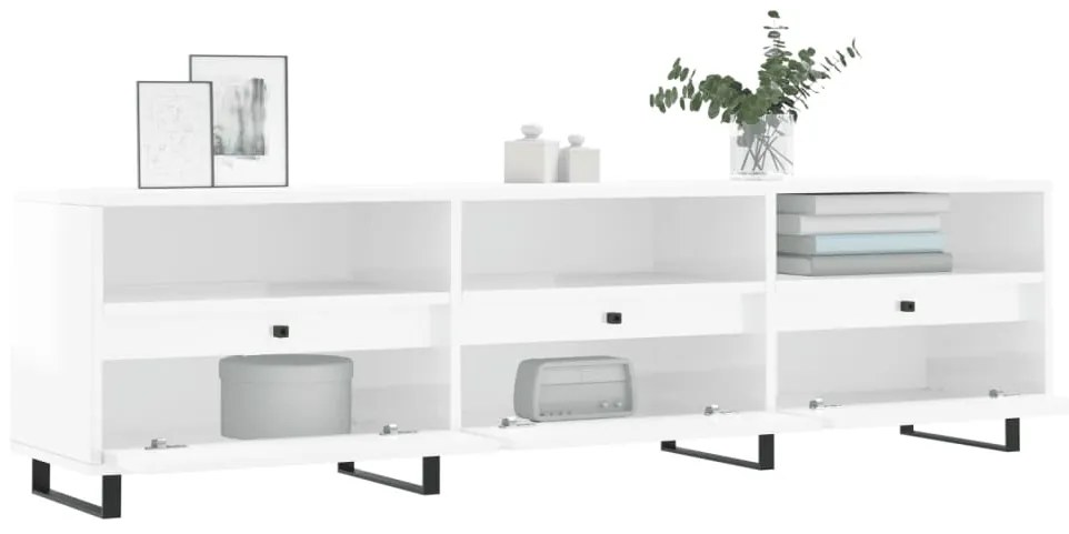 vidaXL Έπιπλο Τηλεόρασης Γυαλ. Λευκό 150x30x44,5 εκ Επεξεργασμένο Ξύλο