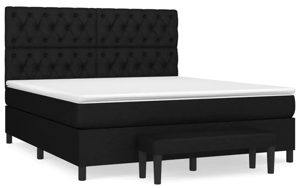 Κρεβάτι Boxspring με Στρώμα Μαύρο 160x200 εκ. Υφασμάτινο - Μαύρο