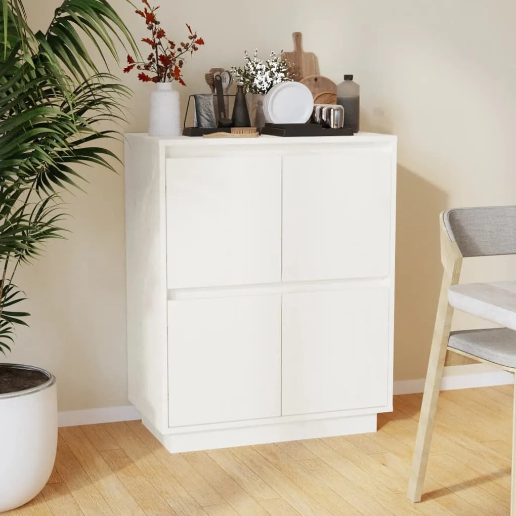 vidaXL Συρταριέρα Λευκή 60 x 34 x 75 εκ. από Μασίφ Ξύλο Πεύκου
