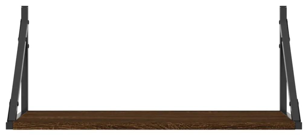 Ραφιέρες Τοίχου 2 τεμ. Καφέ Δρυς 60x25x25,5 εκ. από Επεξ. Ξύλο - Καφέ