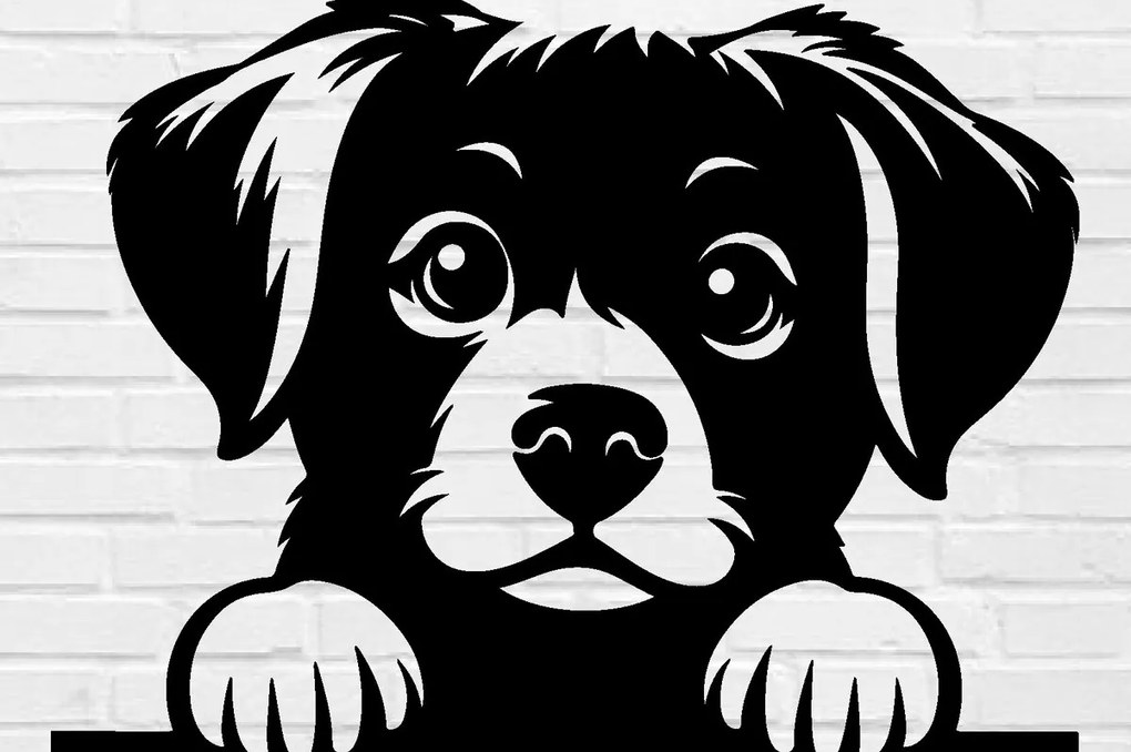 Σετ των 2 Intra απο ξύλο plywood 3mm-4mm πάχος – Peeking Dog Laser DXF, PNG Δίασταση  20x20 cm INTRAFABR-97403566