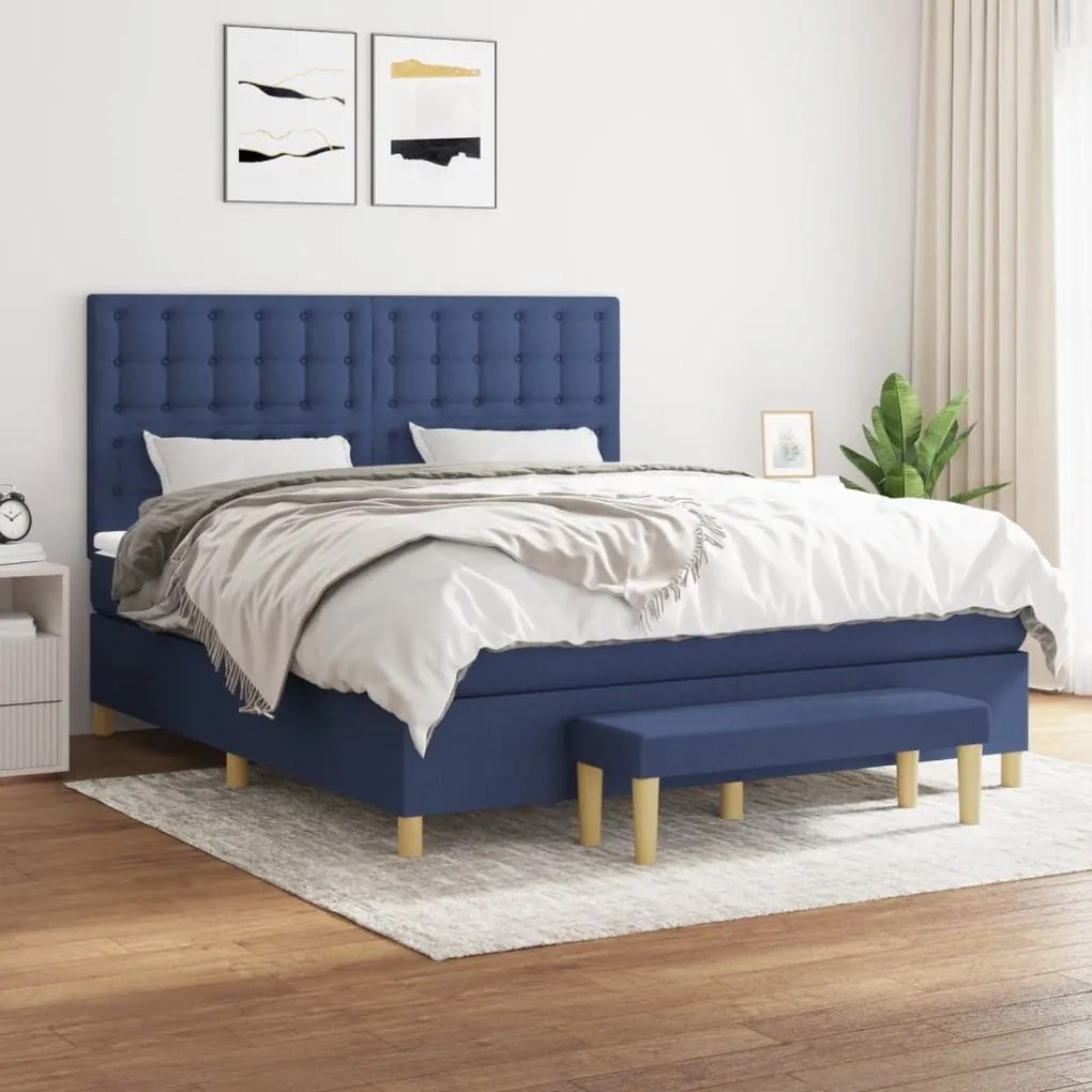 ΚΡΕΒΑΤΙ BOXSPRING ΜΕ ΣΤΡΩΜΑ ΜΠΛΕ 180X200 ΕΚ. ΥΦΑΣΜΑΤΙΝΟ 3137499