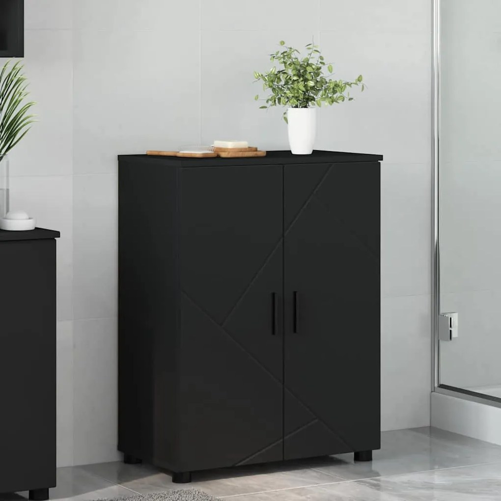 vidaXL Ντουλάπι Μπάνιου Μαύρο 60 x 35 x 80 εκ Επεξεργασμένο ξύλο
