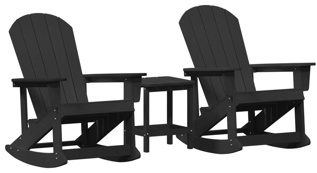 vidaXL Σετ Ξαπλώστρας Κήπου 3 pcs Μαύρο HDPE