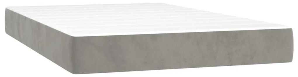 Κρεβάτι Boxspring με Στρώμα Ανοιχτό Γκρι 120x200 εκ. Βελούδινο - Γκρι
