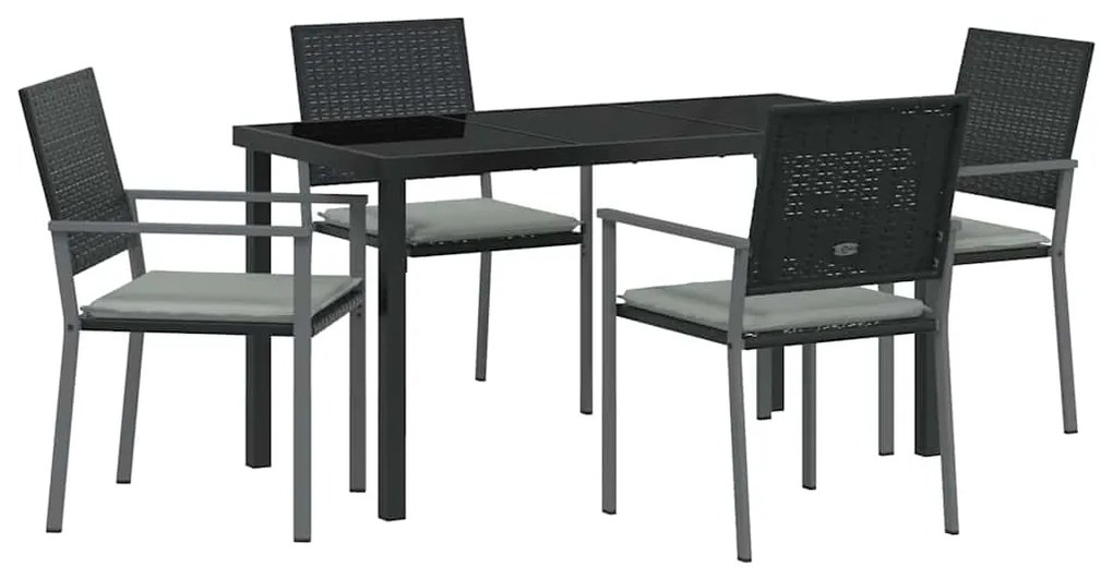 vidaXL Σέτ φαγητού για κήπο 5 pcs Μαύρο Πολυ ράταν