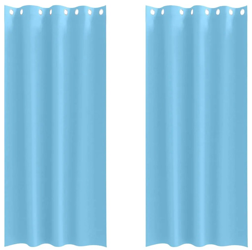 vidaXL Κουρτίνες με κουρτίνες 2 pcs Γαλάζιο 260x140εκ. Πολυεστέρας