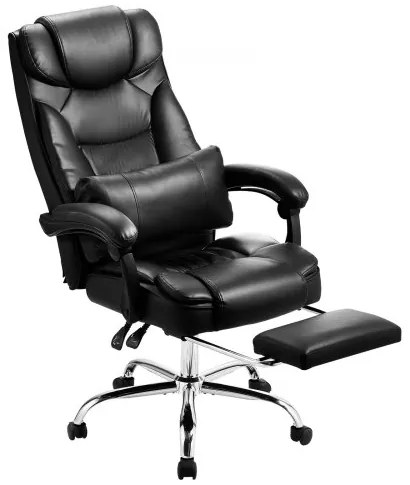 VEVOR Executive Chair High Back Office Chair with Footrest Lumbar Pillow Black