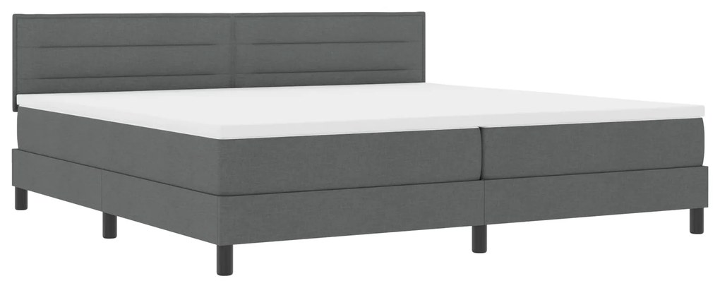 vidaXL Κρεβάτι Box Spring με Στρώμα & LED Γκρι Σκούρο 200x200 εκ. Υφάσματος