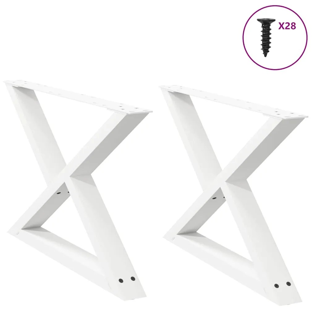 vidaXL Πόδια Τραπεζιού Σαλονιού 2 τεμ. Λευκά 70x(42-43,3) εκ. Ατσάλι