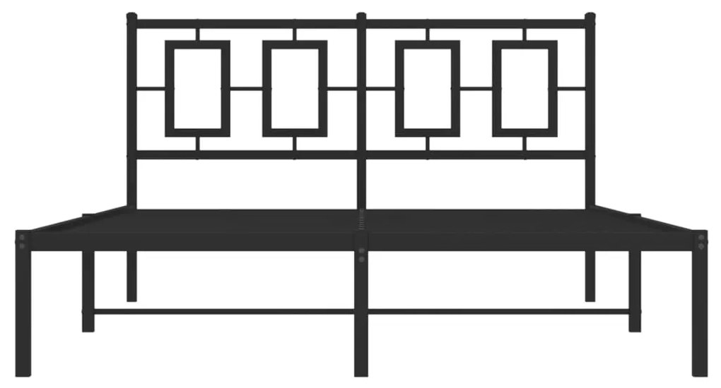 vidaXL Πλαίσιο Κρεβατιού με Κεφαλάρι Μαύρο 140 x 200 εκ. Μεταλλικό