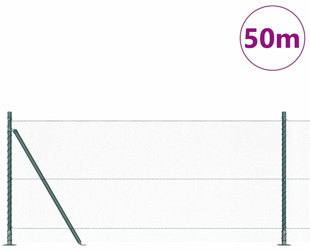 vidaXL Φράχτης με Στήλες. Πράσινο 0.8 x 50 μ Ατσάλι με επικάλυψη PVC
