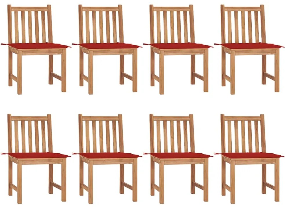 vidaXL Καρέκλες Κήπου 8 Τεμαχίων από Μασίφ Ξύλο Teak με Μαξιλάρια
