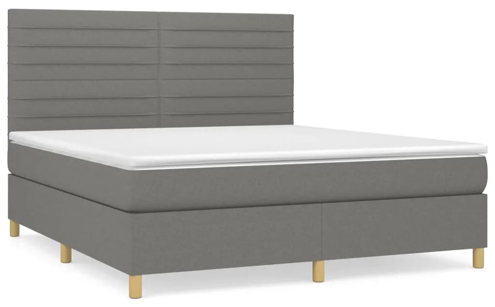 vidaXL Κρεβάτι Boxspring με Στρώμα Σκούρο Γκρι 160x200 εκ Υφασμάτινο